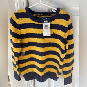 Boys Size 5 Polo by Ralph Lauren Sweater. Navy and Gold. New with tags